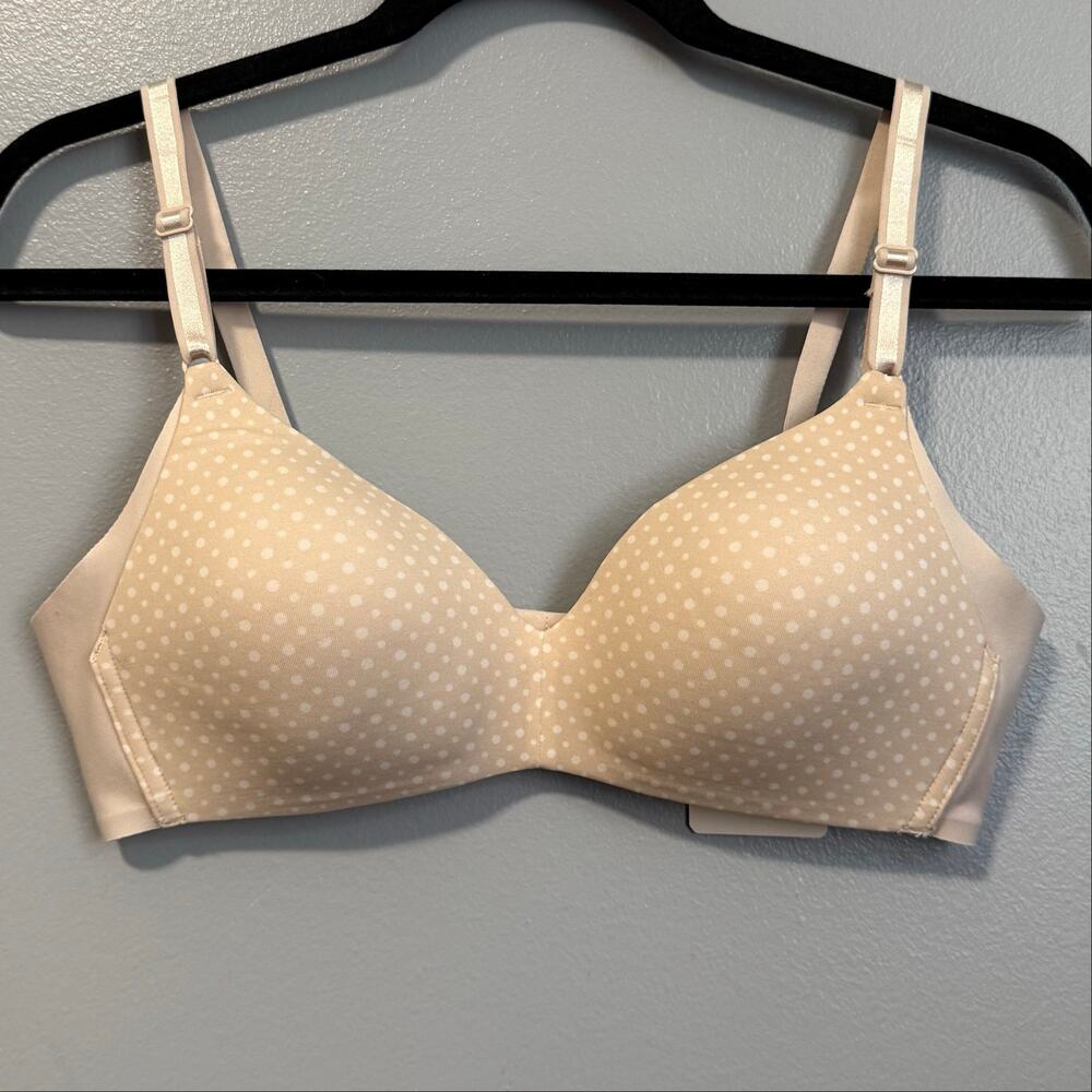 Warners Beige Dot No Side Effect Wireless T-Shirt Bra NEW 34B